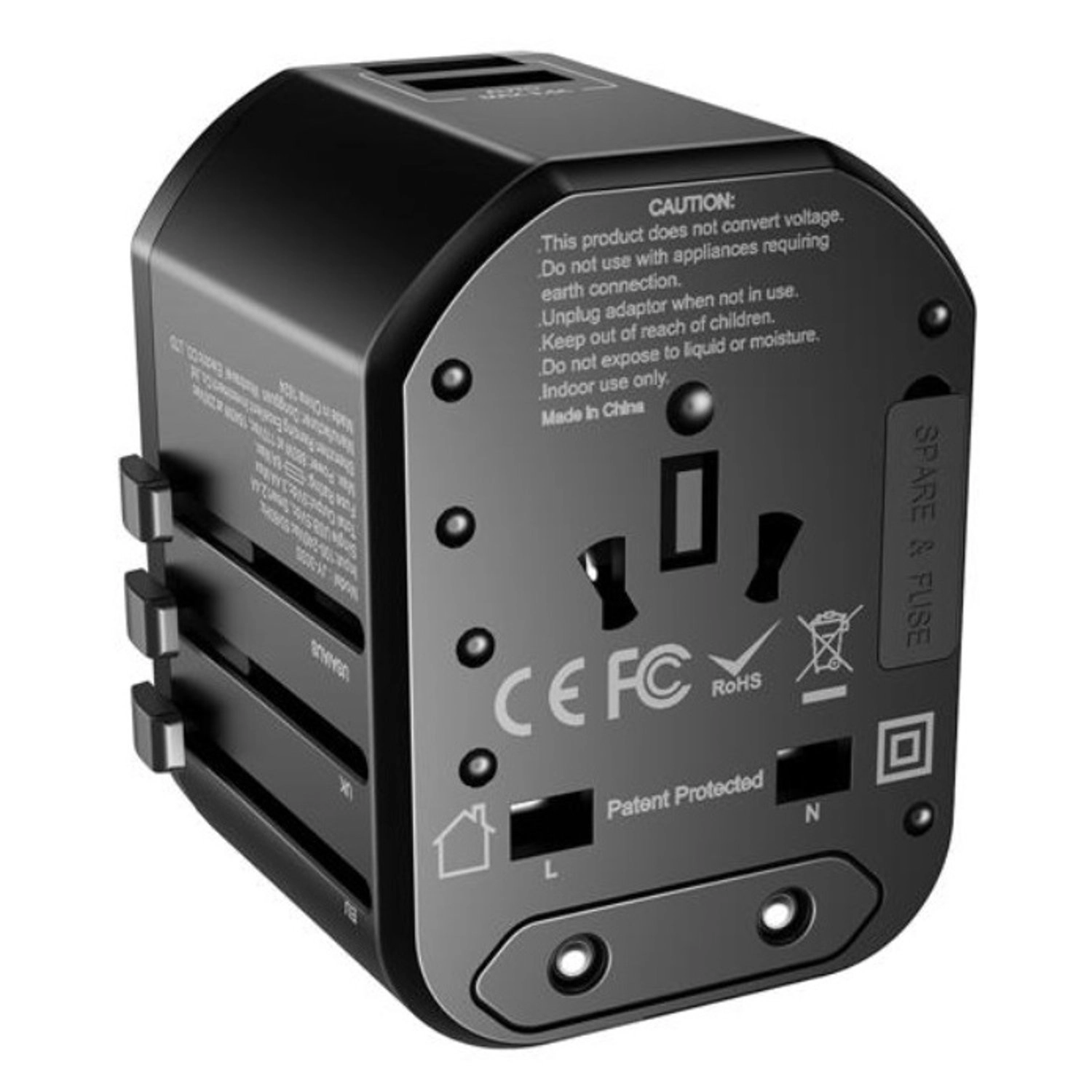 5V/3A Dual USB Universal Adaptor - EU, AU, UK, and US