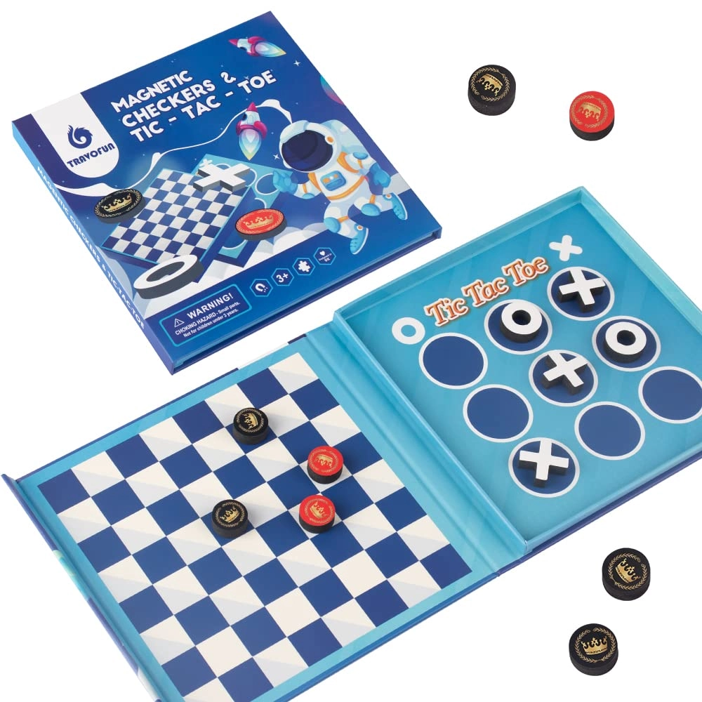Travofun BSTSHIER - 2 in 1 Checkers&Tic-Tac-Toe