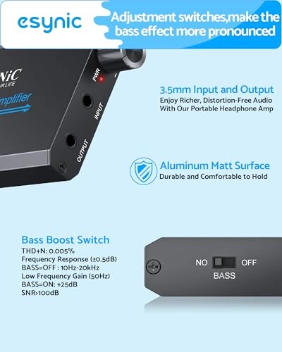 Headphone Amplifier - 16-600Ω Portable USB-C