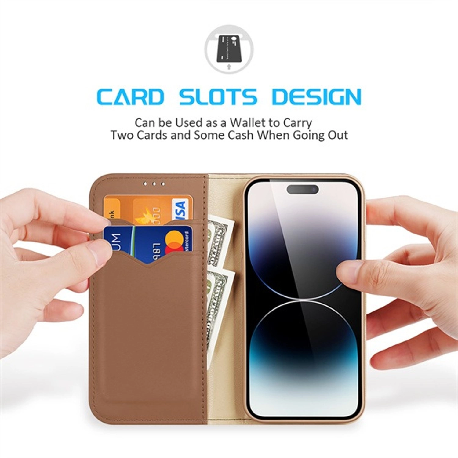 Hivo Series - Leather, PU & TPU Wallet Case for iPhone 14 Pro Max