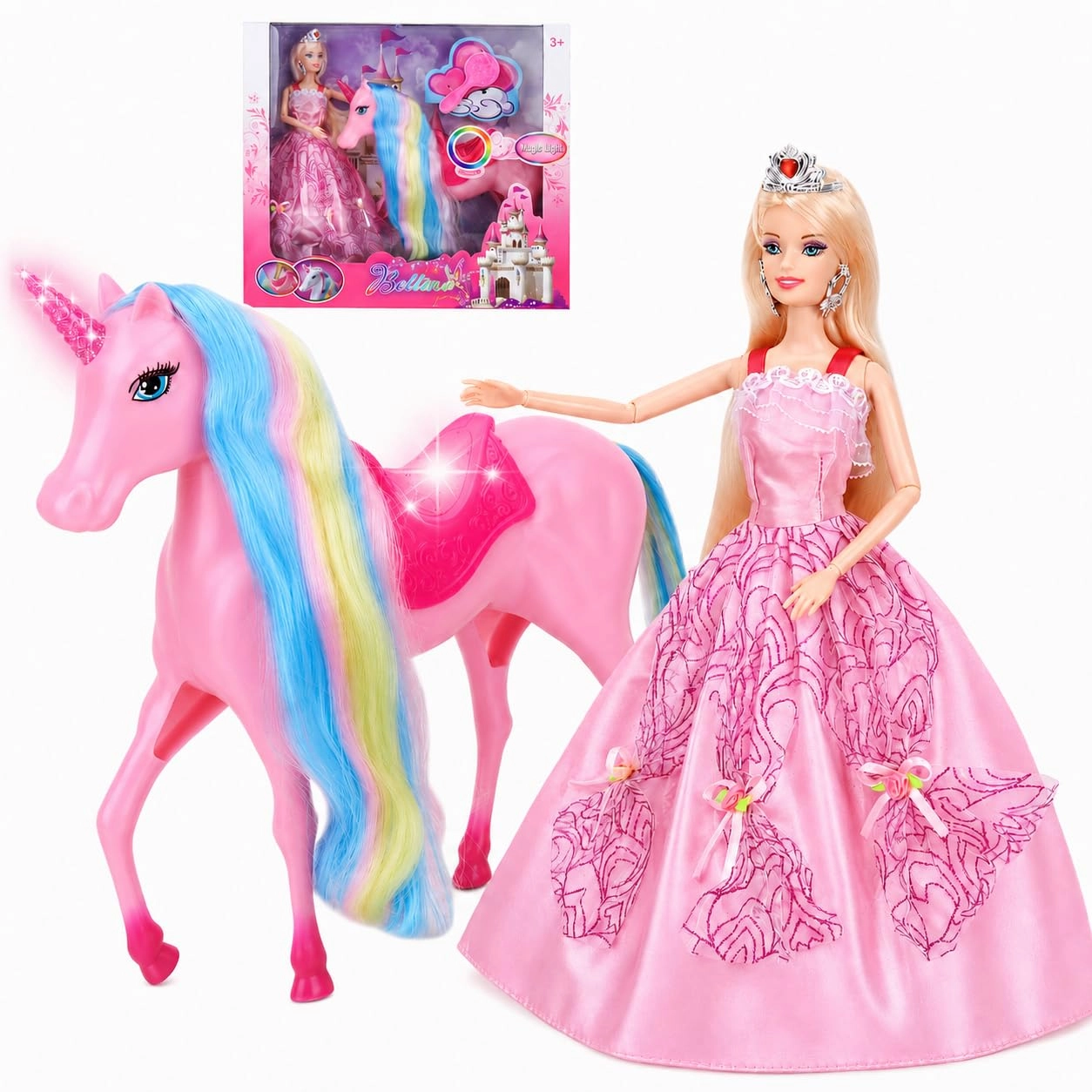 Bettina Unicorn Princess Doll - Magical Light Mane and Tail Set