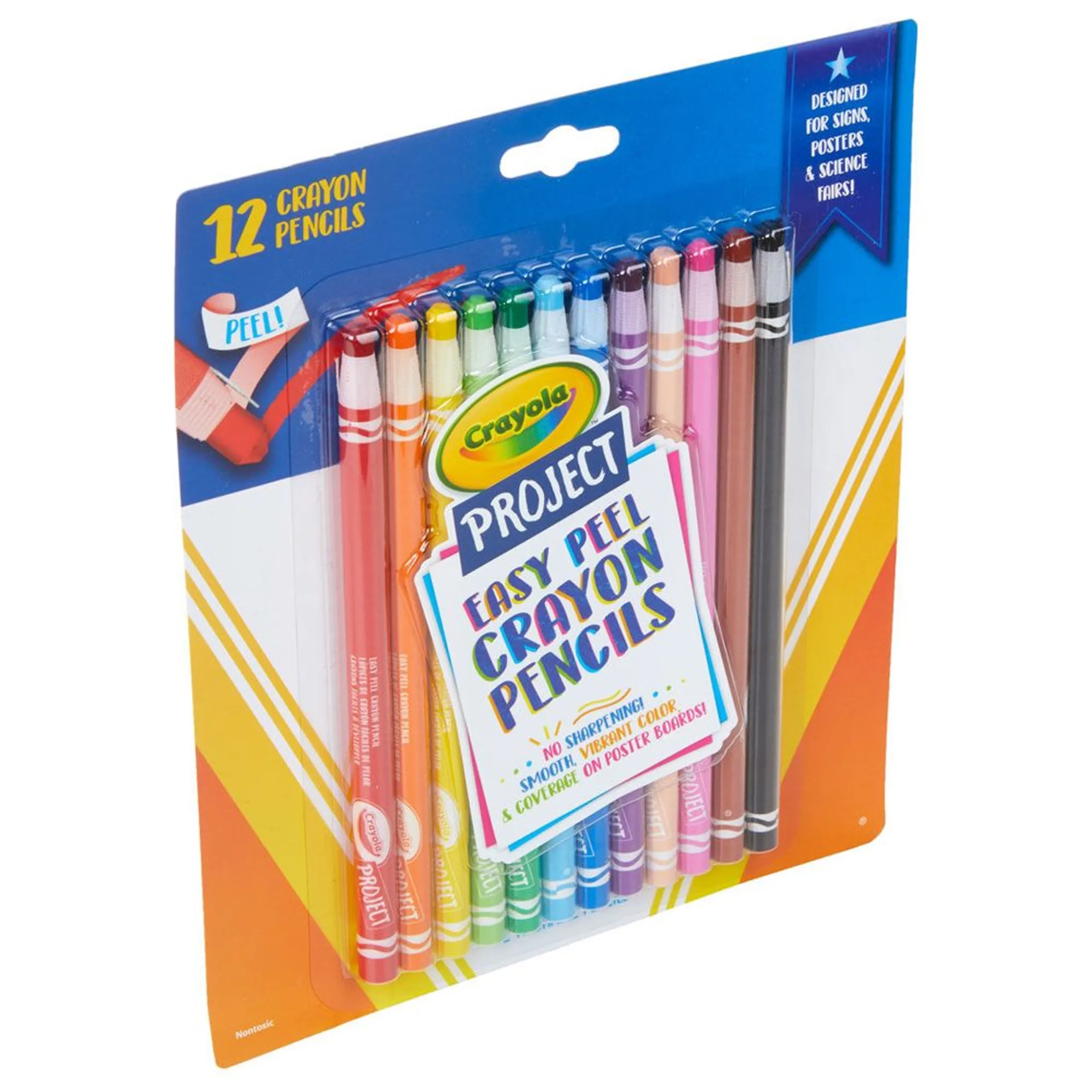 Easy Peel Crayon Pencils - 12pcs