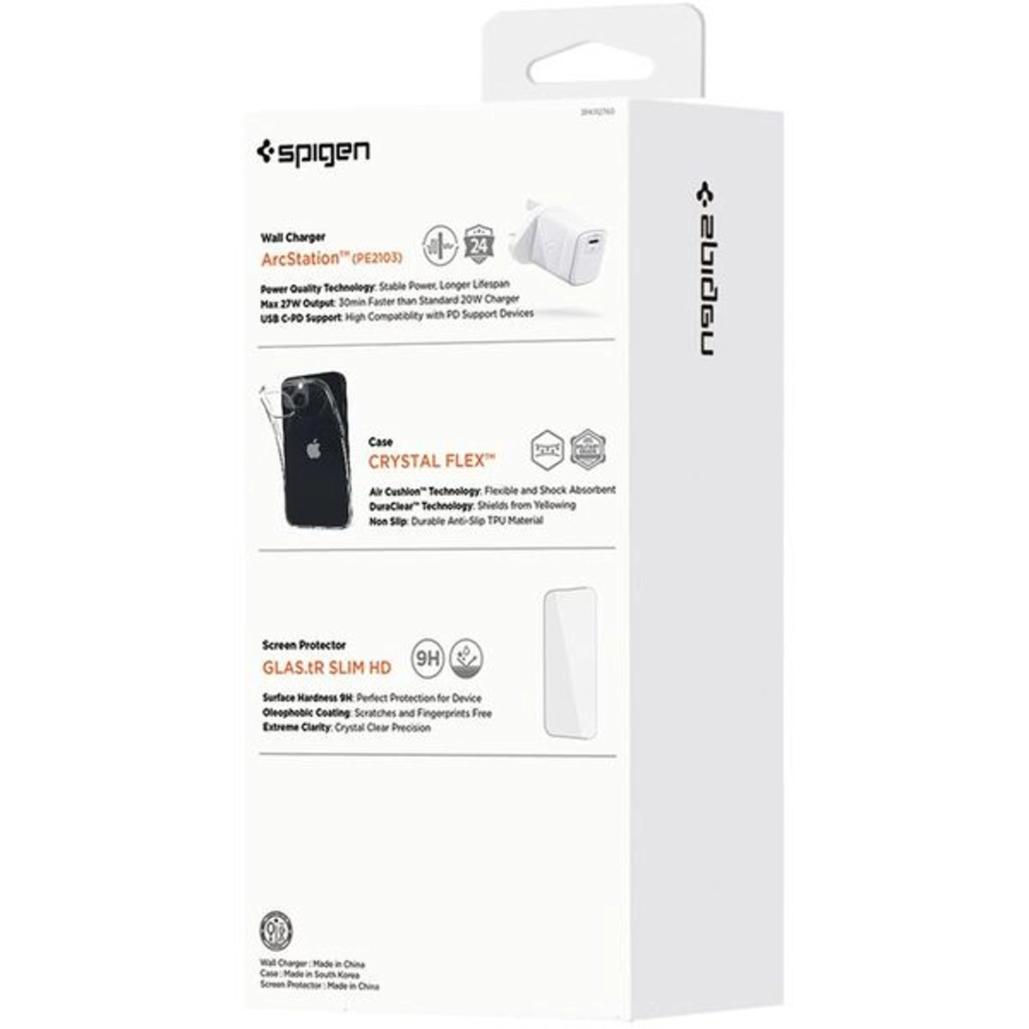 Clear Case - White + Screen Protector + 20W USB-C Wall Charger for iPhone 14