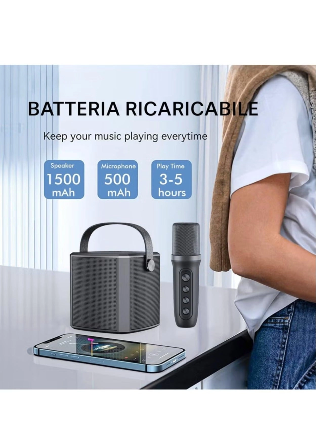 Portable Bluetooth Karaoke Speaker - 2 microphones Pack