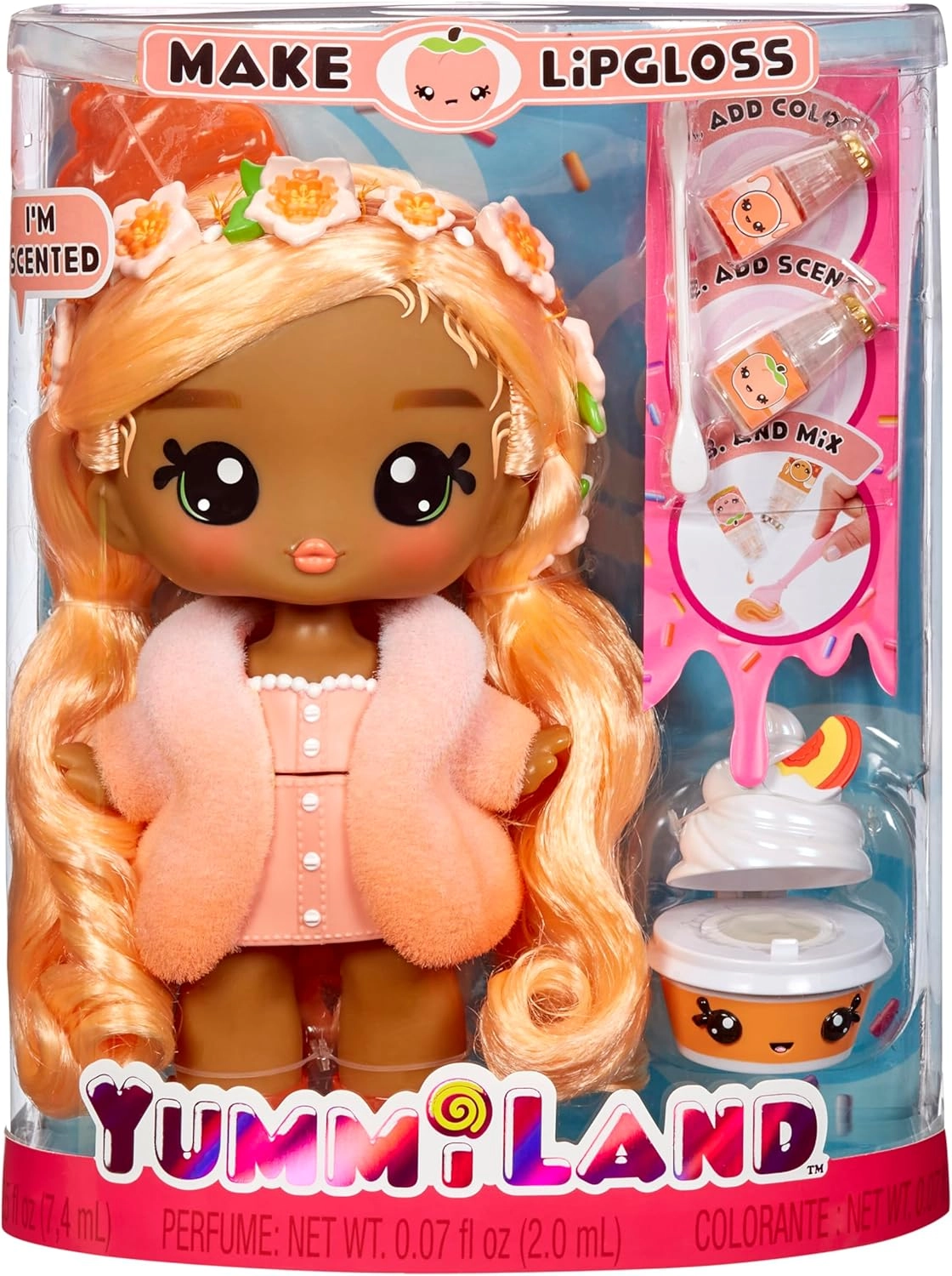 Pia Peach Doll - Peach-scented hair Pet Lip Gloss Kit Ages 4+