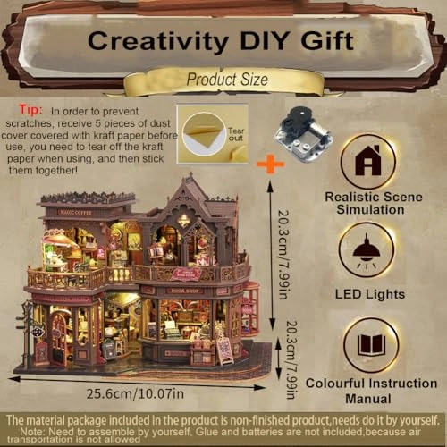 3D Wooden Puzzle Bookshelf Insert - Library of Books 1:24