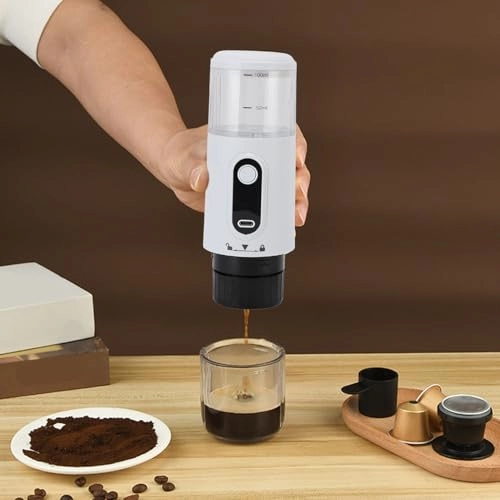 Portable Electric Espresso Machine - 1.6E+2 Milliliters capsules and ground coffee