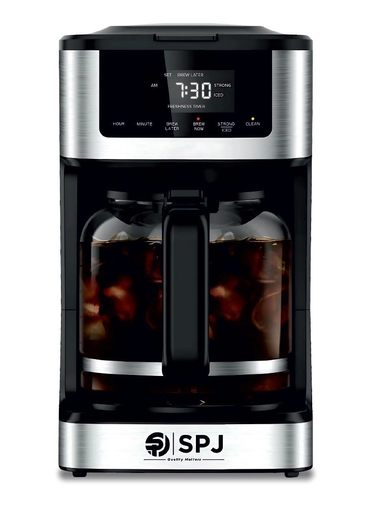 SPJ ELECTRONICS Drip Coffee Maker - Hot & Iced Brew Touch Screen Anti-Drip System
