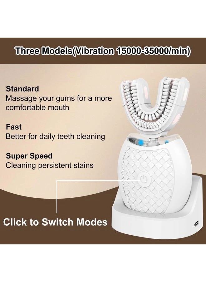 U Shaped Toothbrush - 360 Degree 23760 Nylon Bristles 3 Modes