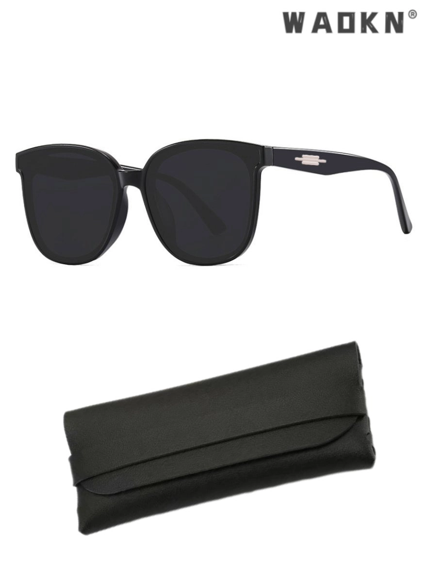 Semi Frame Square Sunglasses - 55 mm Black Gray