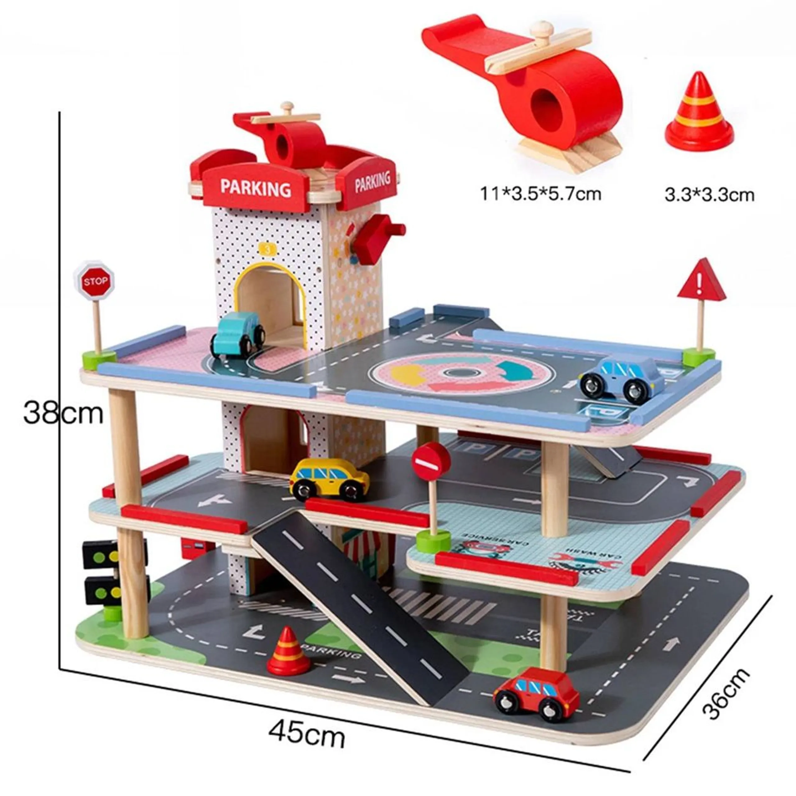3 Level Engaging Wooden Parking Play Set