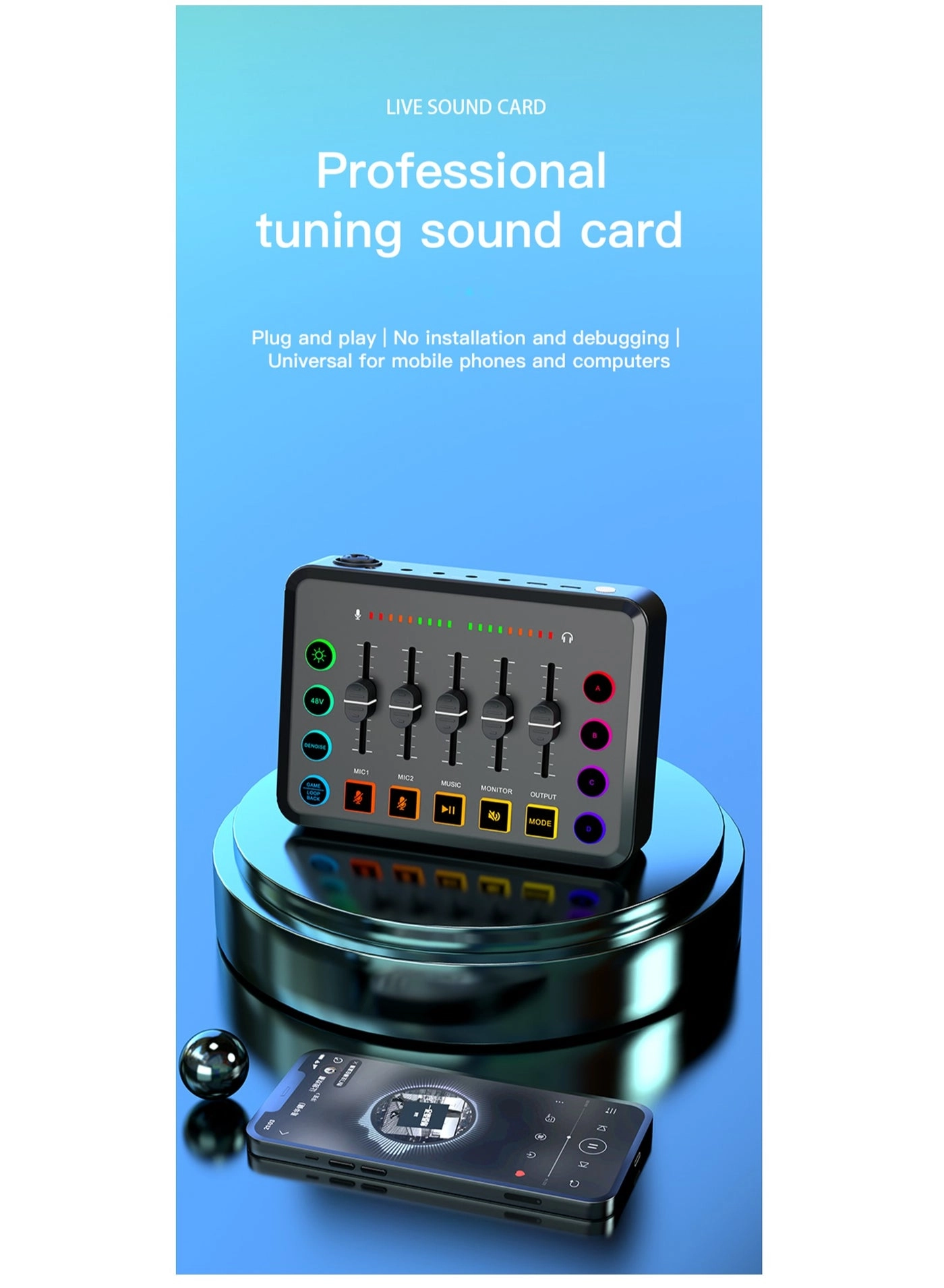 AmpliGame SC3 - XLR 48V Phantom Power RGB