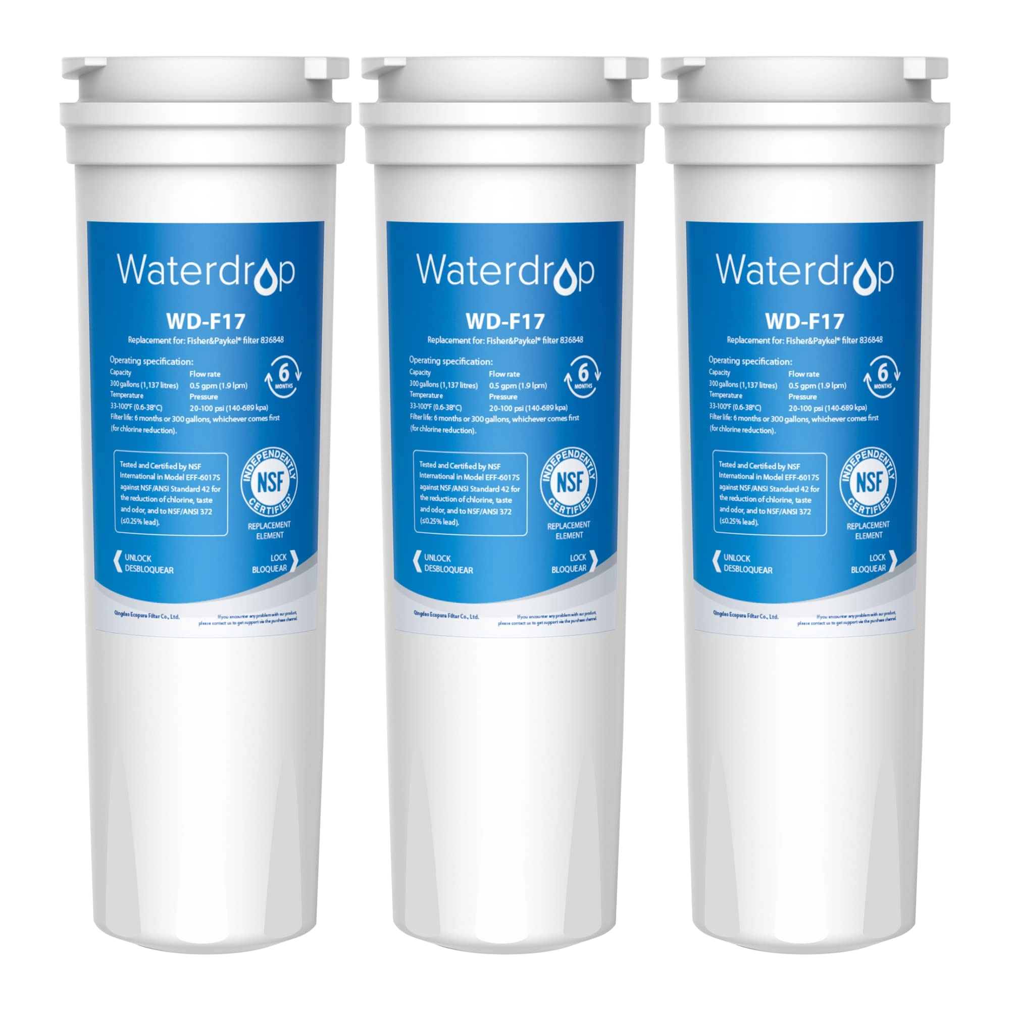waterdrop Fridge Water Filter 836848 - Replacement for Fisher & Paykel 836848 836860 RF540ADUSX4