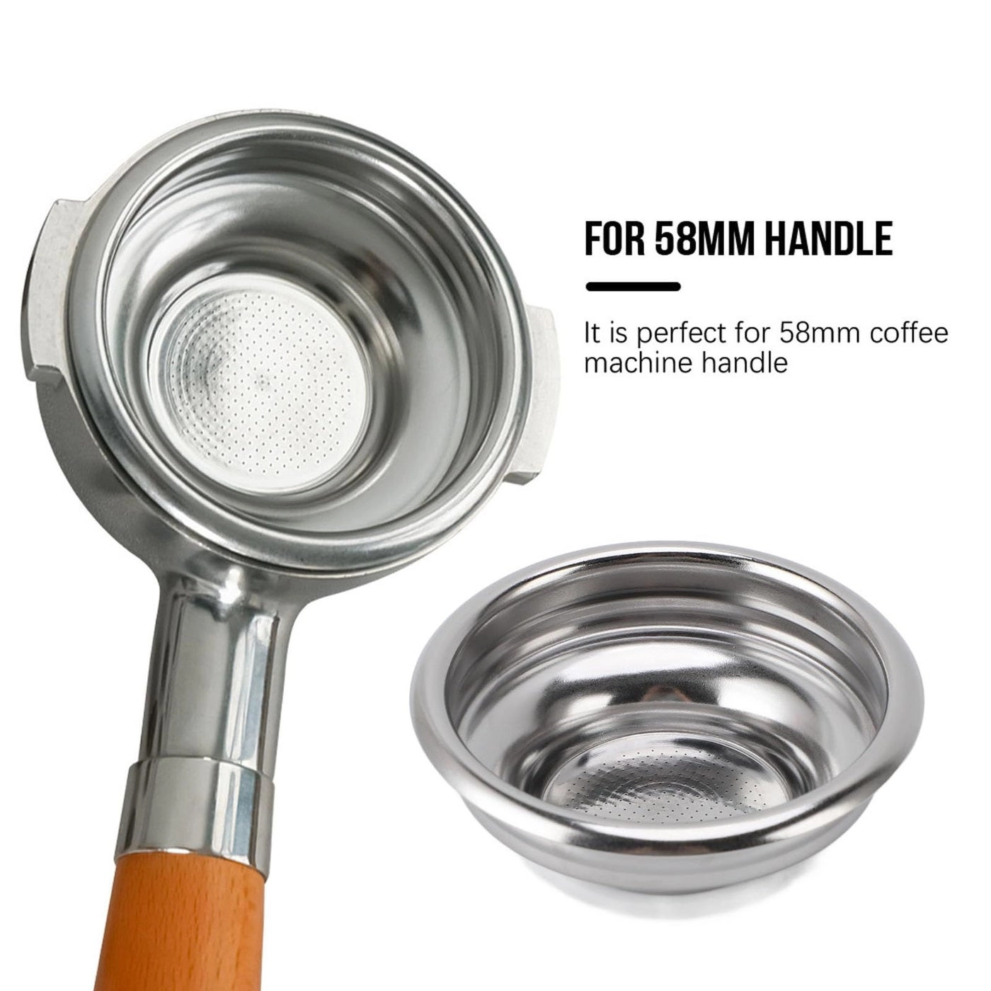 Portafilter Basket - 58mm Stainless Steel Single Cup Bundle