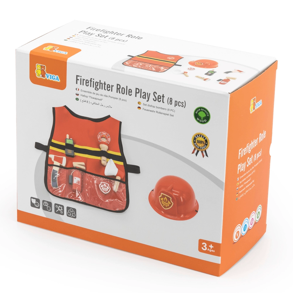 VIGA Firefighter Role Play Set - Wooden 8 pcs (29464294-44714)