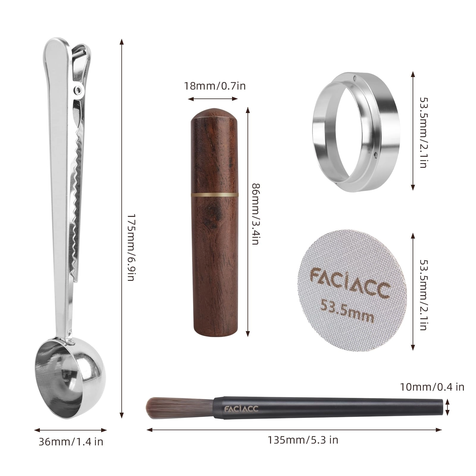 Wdt Tool + Dosing Funnel - 54 Millimetres + Puck Screen + Coffee Bag Clip & Spoon + 8pin Stirrer