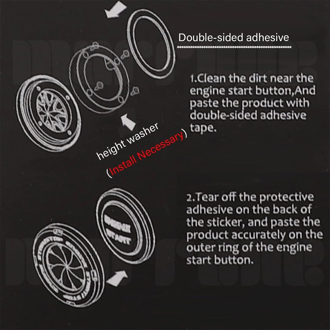 Push to Start Ignition Button Cover - Black Medium