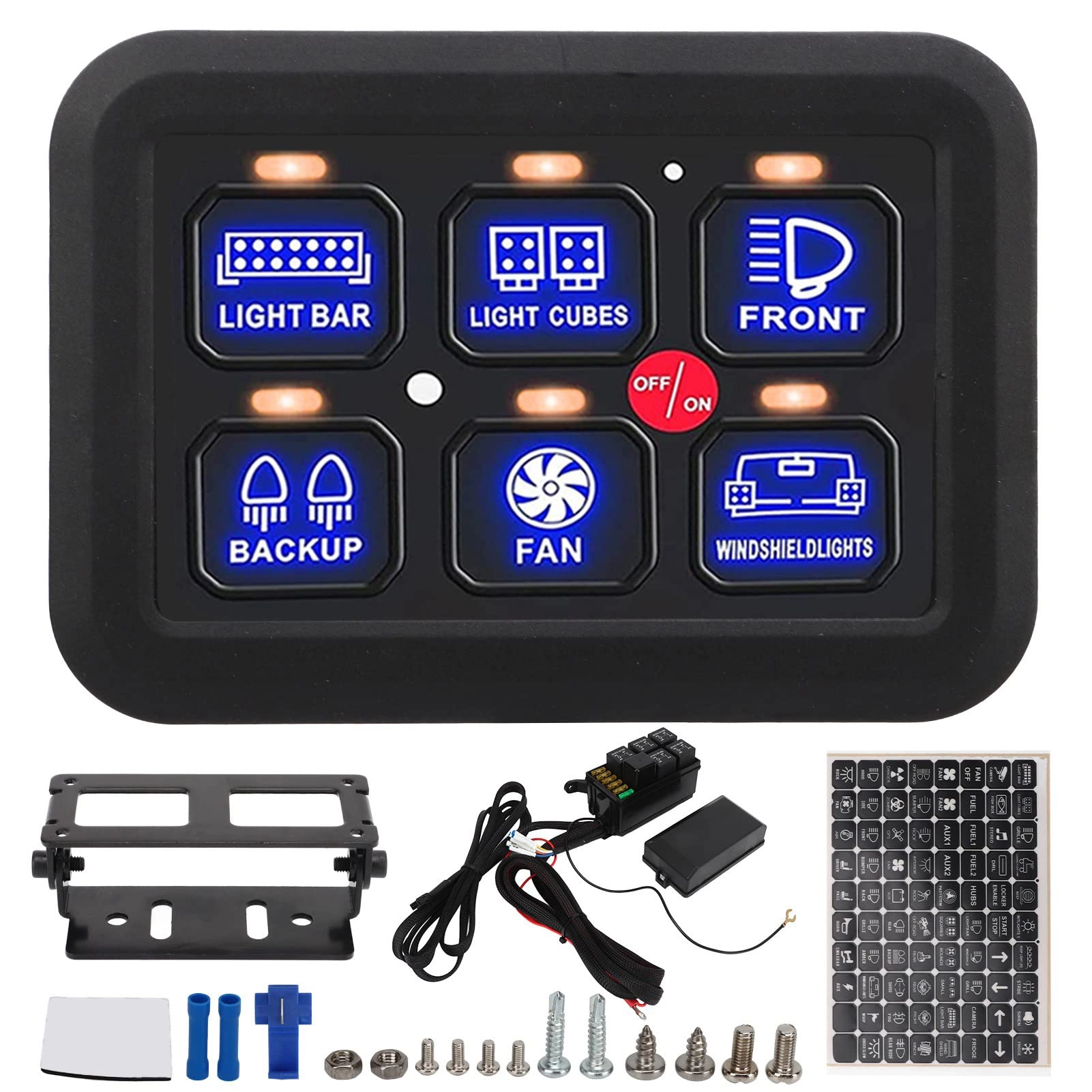 ayayu 6 Gang LED Switch Panel - touch 6 Amps 12 Volts