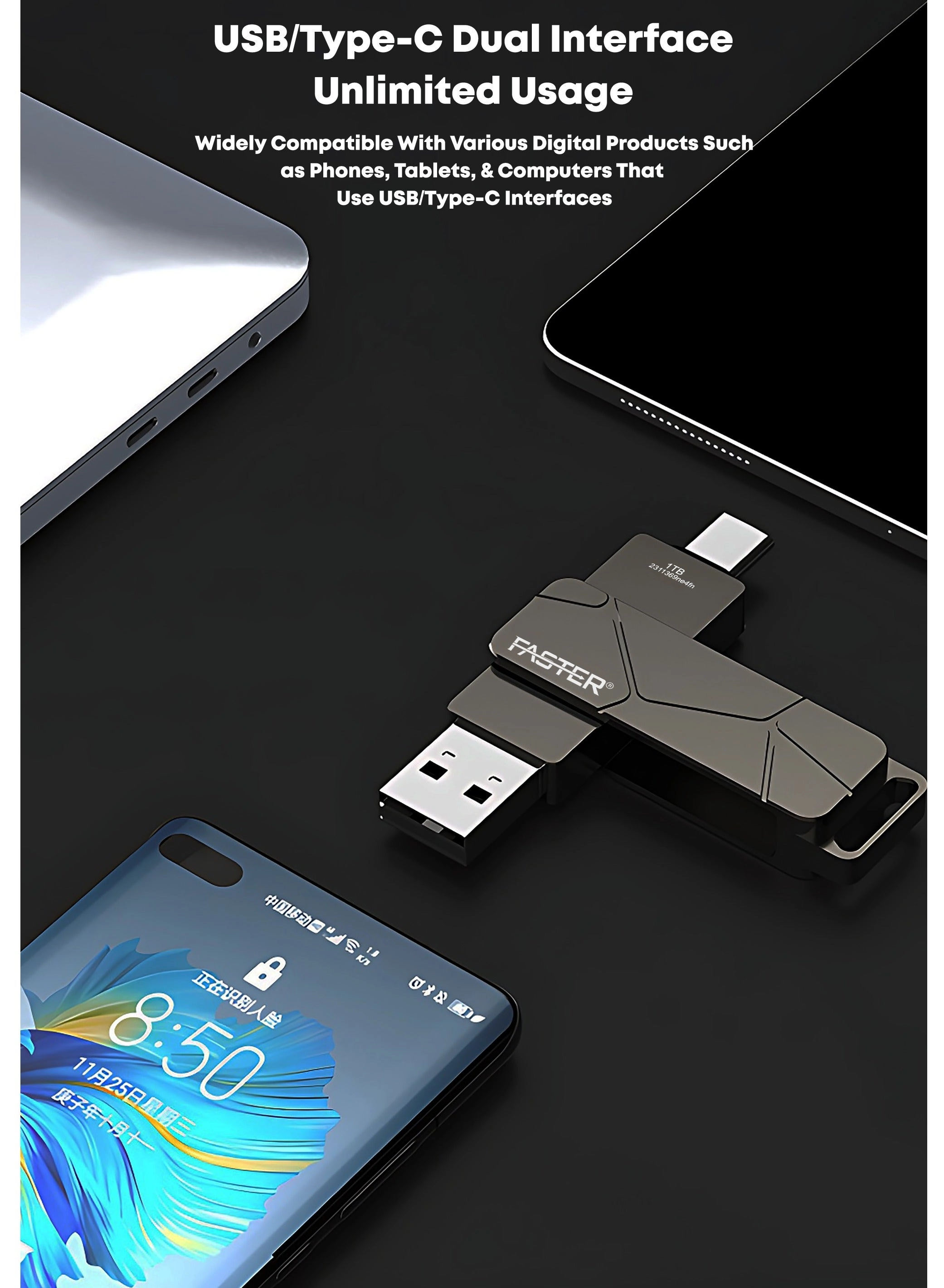 Dual OTG USB Type-C Flash Drive - USB 3.1 256GB