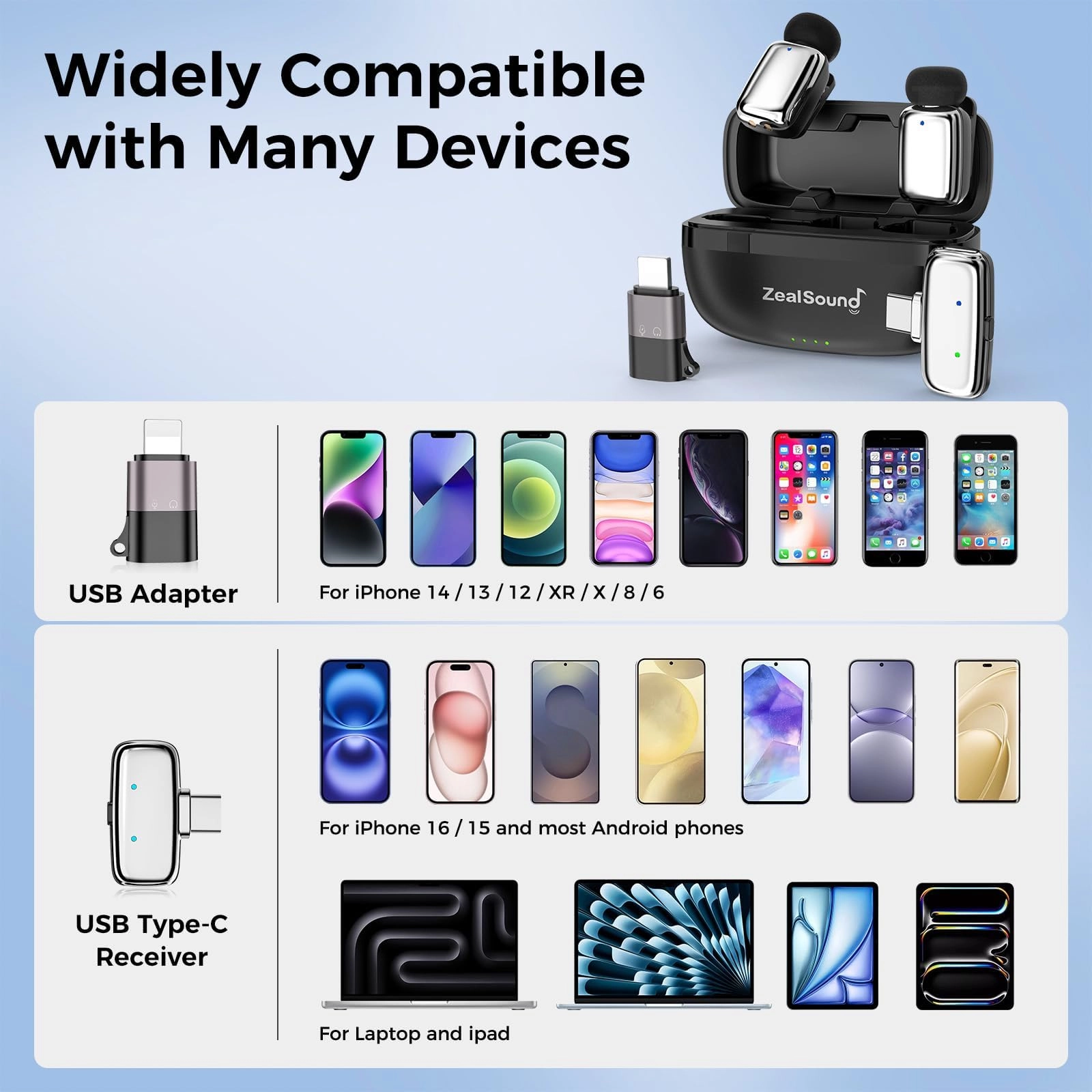 M6 Wireless+USB+Lightning Microphone