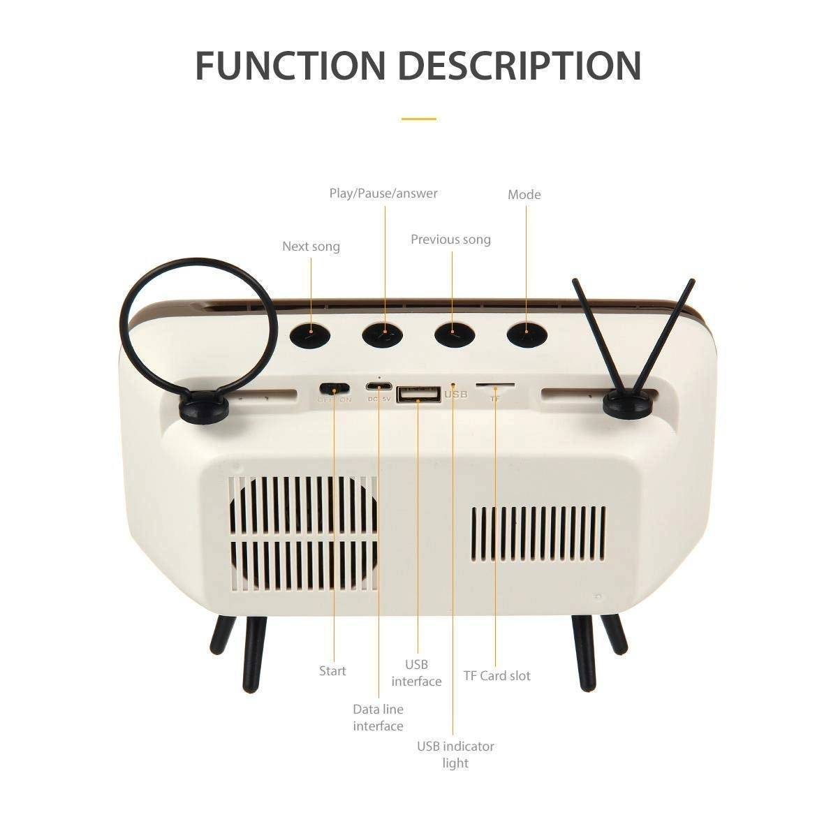Wireless Bluetooth Speakers Retro TV Style Stand Holder - Universal for Samsung iPhone 12 13 14 11 Pro Max
