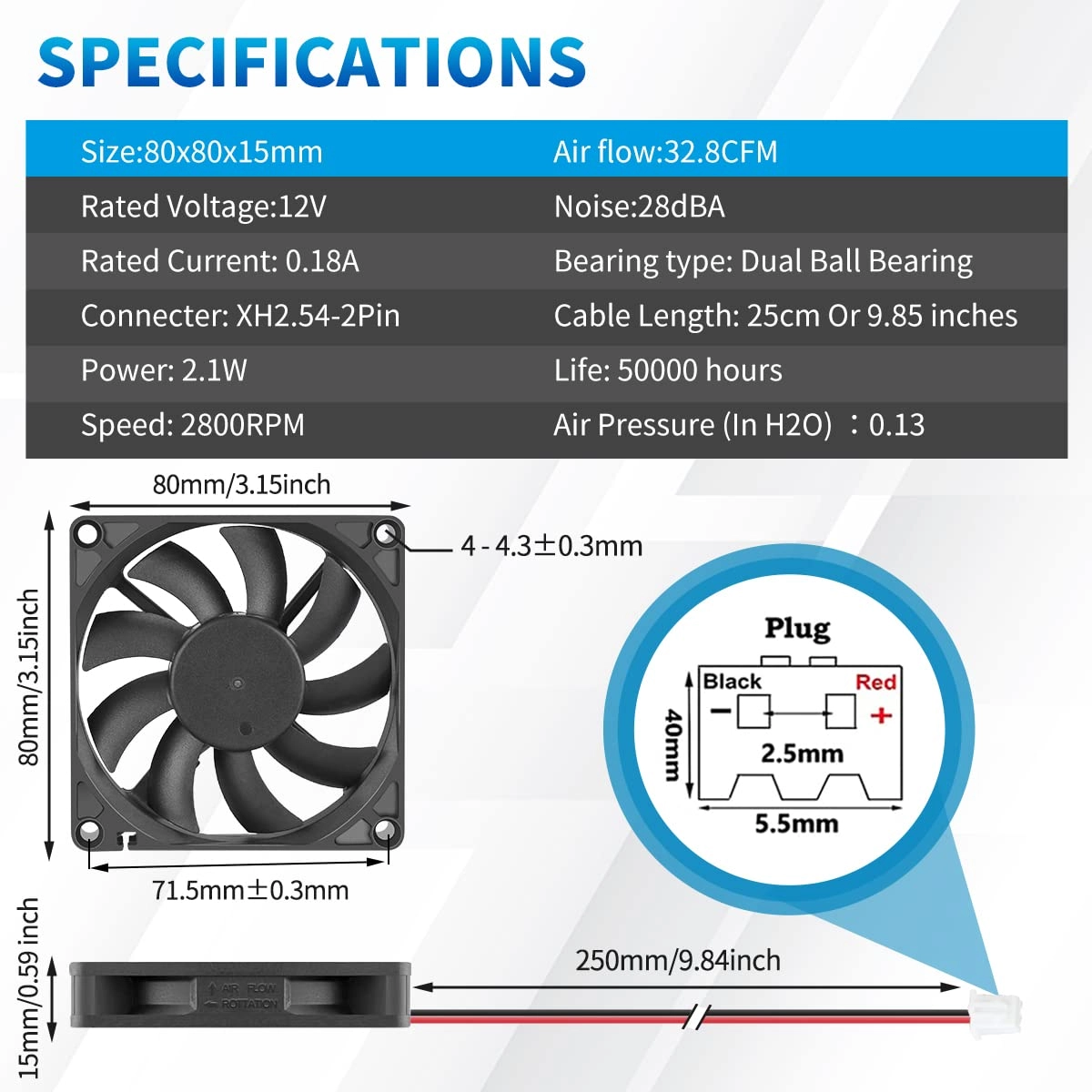 Cooling Fan - 2 Pack 80mm