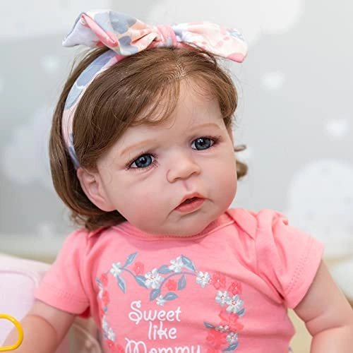 Sandie Reborn Baby Doll - 26 Inch 6 Month Silicone Vinyl Toddler Girl Brown Eyes