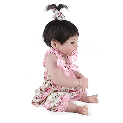 Reborn Baby Doll - 55cm Vinyl Pink Floral Suspenders