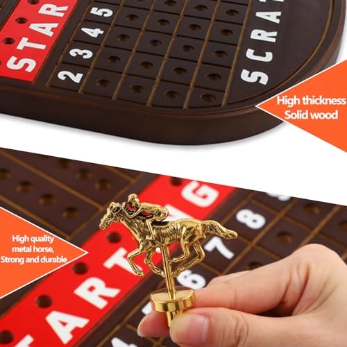 Horse Race - Solid Wood 11 Metal Horses Walnut