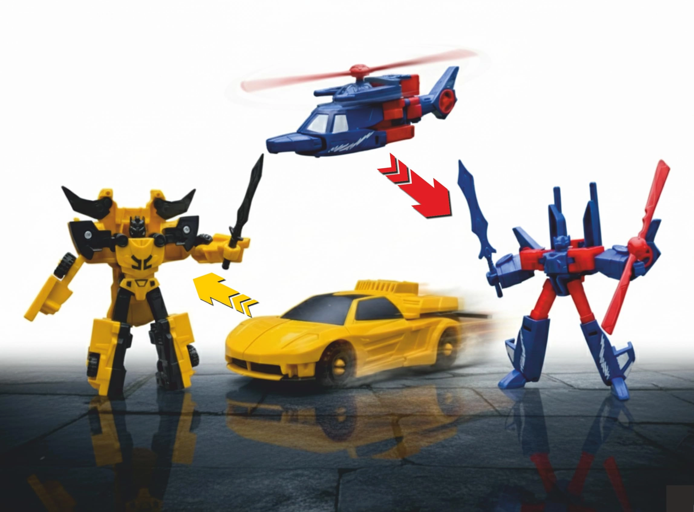BAZINGA KID'S FUNVERSE Transcops (Set of 2) - Robot to Car & Car to Robot Yellow & Blue