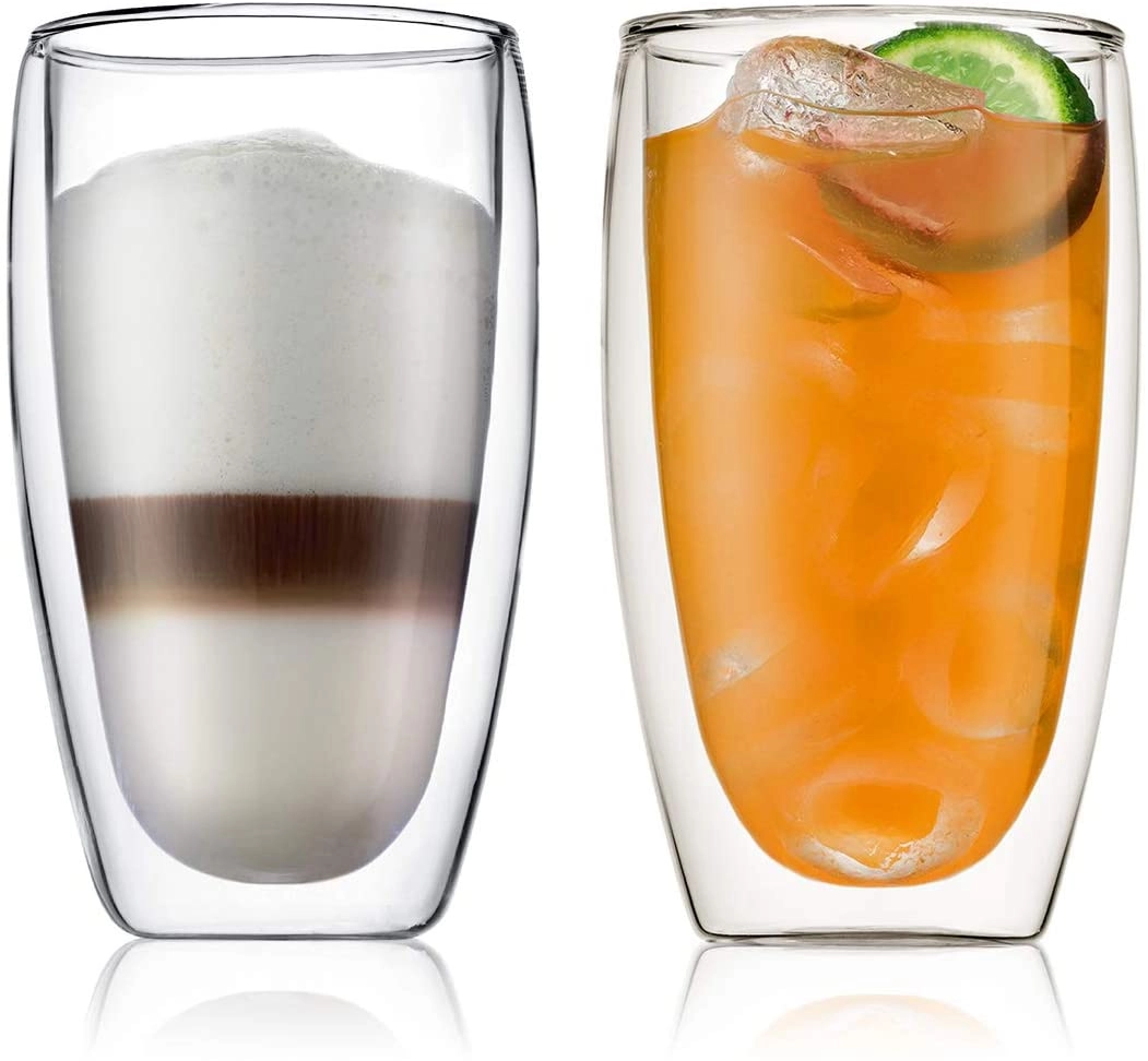 Lushh Double Wall Glass Cup - 2 pcs Insulated 450 ml