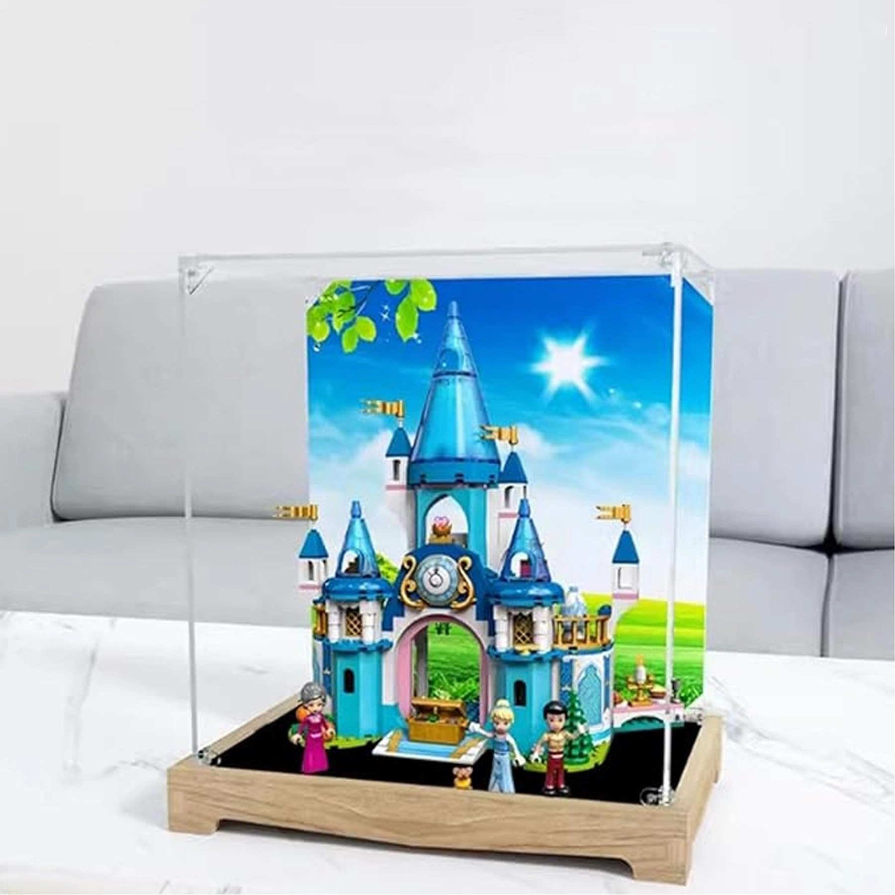 FEIRUBO Acrylic Display Box - Compatible with Lego 43206 Dark Walnutbase
