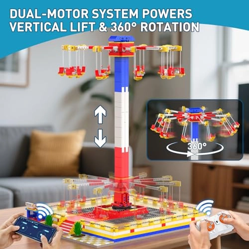 Amusement Park Building Set (11016) - 1581-Piece Motorized Rotating Swing Ride
