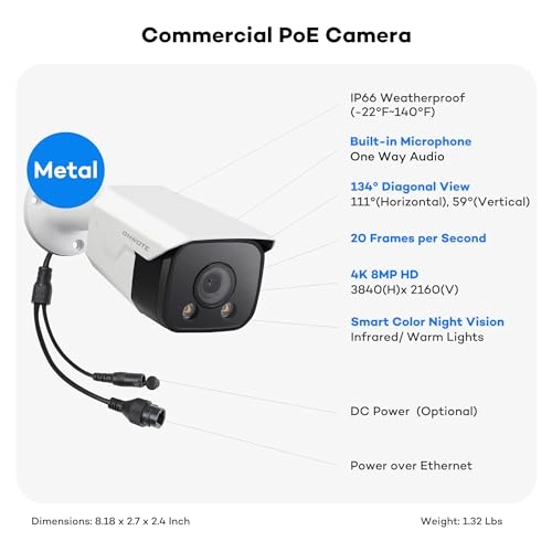 4K 8MP PoE IP Camera