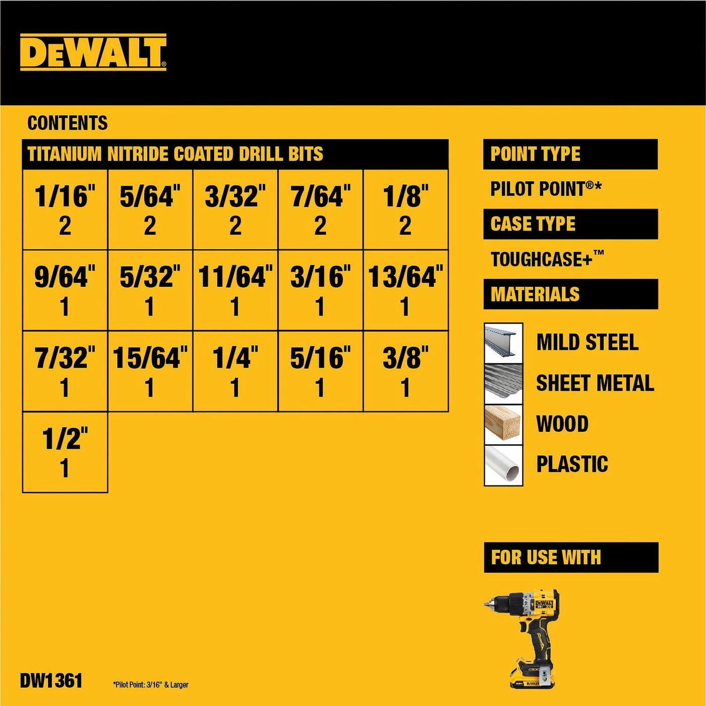 Titanium Nitride Coated Drill Bit Set - Titanium Nitride Coating 21-Piece