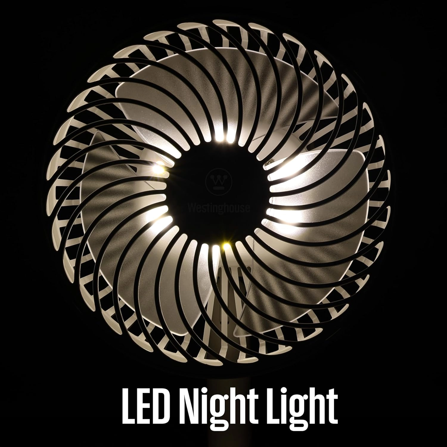 Rechargeable Desk Fan - LED Night Light 4-Speed USB