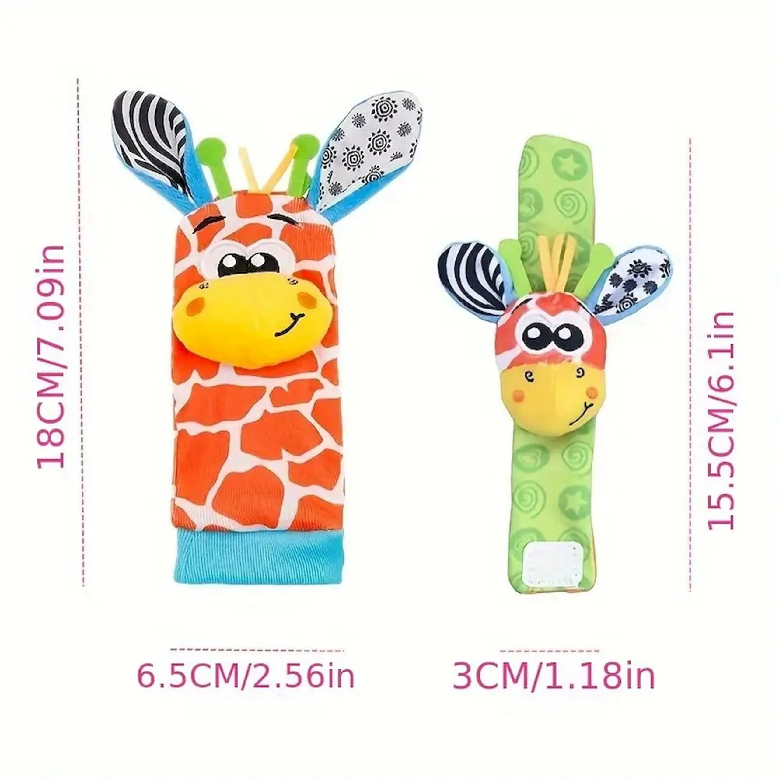 Personalized Wrist Rattle And Foot Finder - Suitable for 0 month & above Fox And Deer