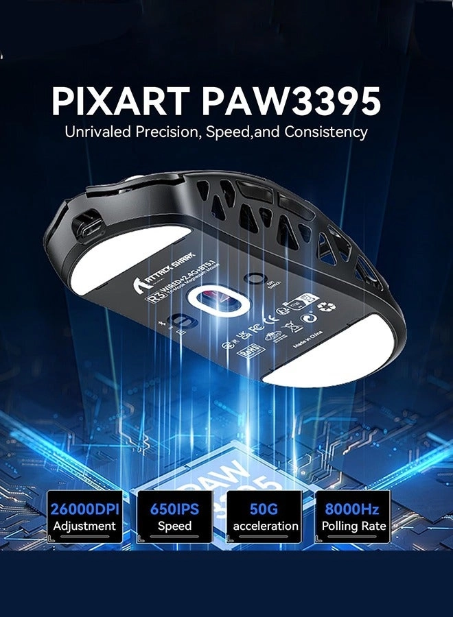 R3 Superlight 46g Magnesium Alloy Gaming Mouse - 2.4Ghz Bluetooth USB