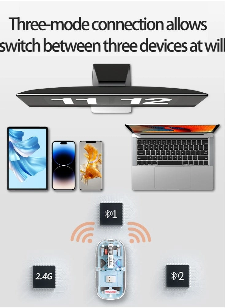 M133 Slim Transparent Dual Mode Wireless Bluetooth Mouse - Wireless