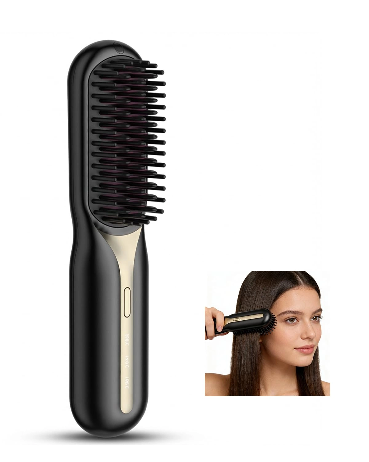 rokeblau Cordless Hair Straightener Brush - 2200mAh 3 Adjustable Temperature Settings