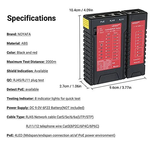 Network Cable & PoE Tester - RJ45 RJ11 RJ12 PoE