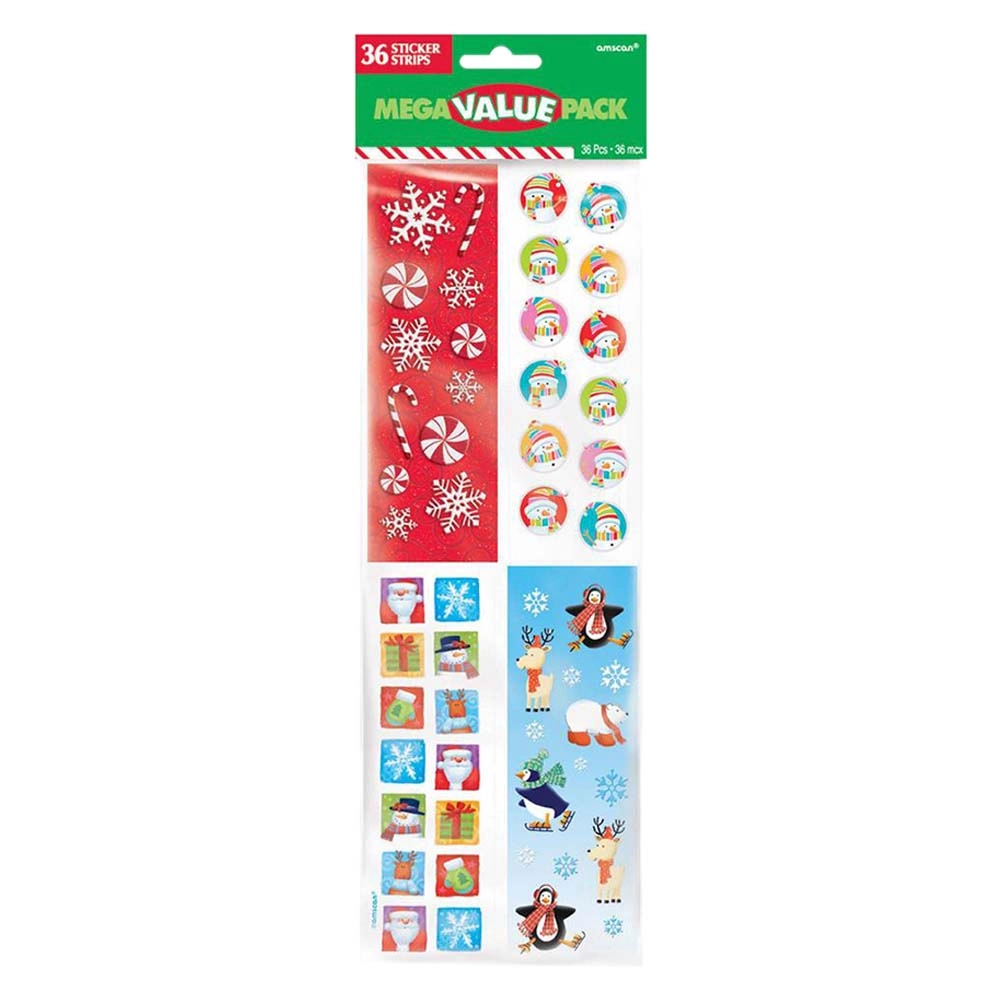 Party Centre Christmas Stripe Stickers - 36pcs