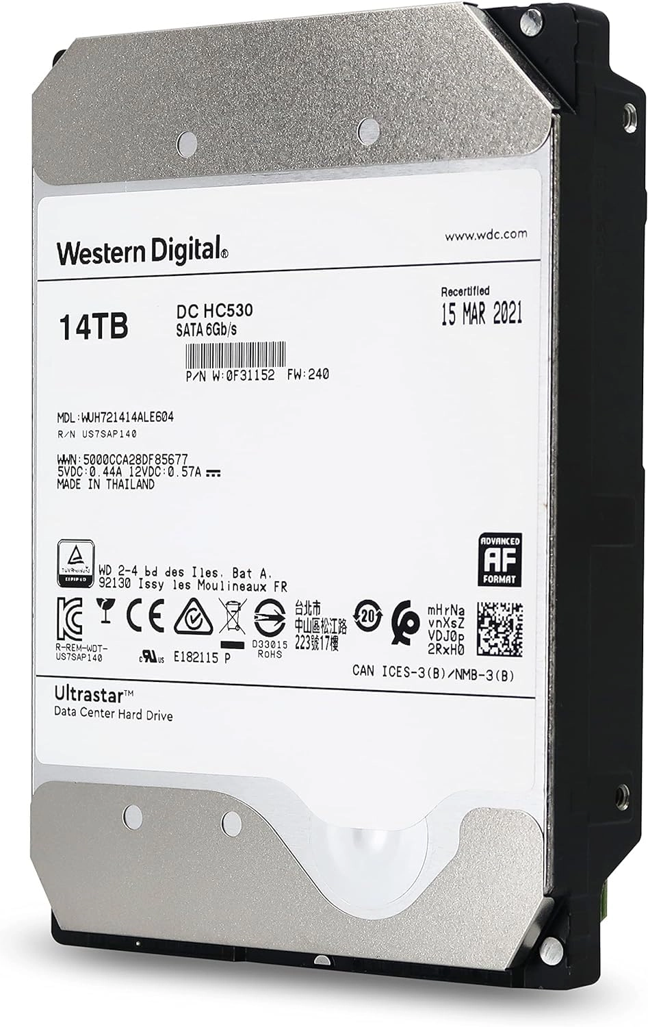 (Renewed) Ultrastar DC HC530 3.5" SATA 6Gb/s (WUH721414ALE604) - 14TB