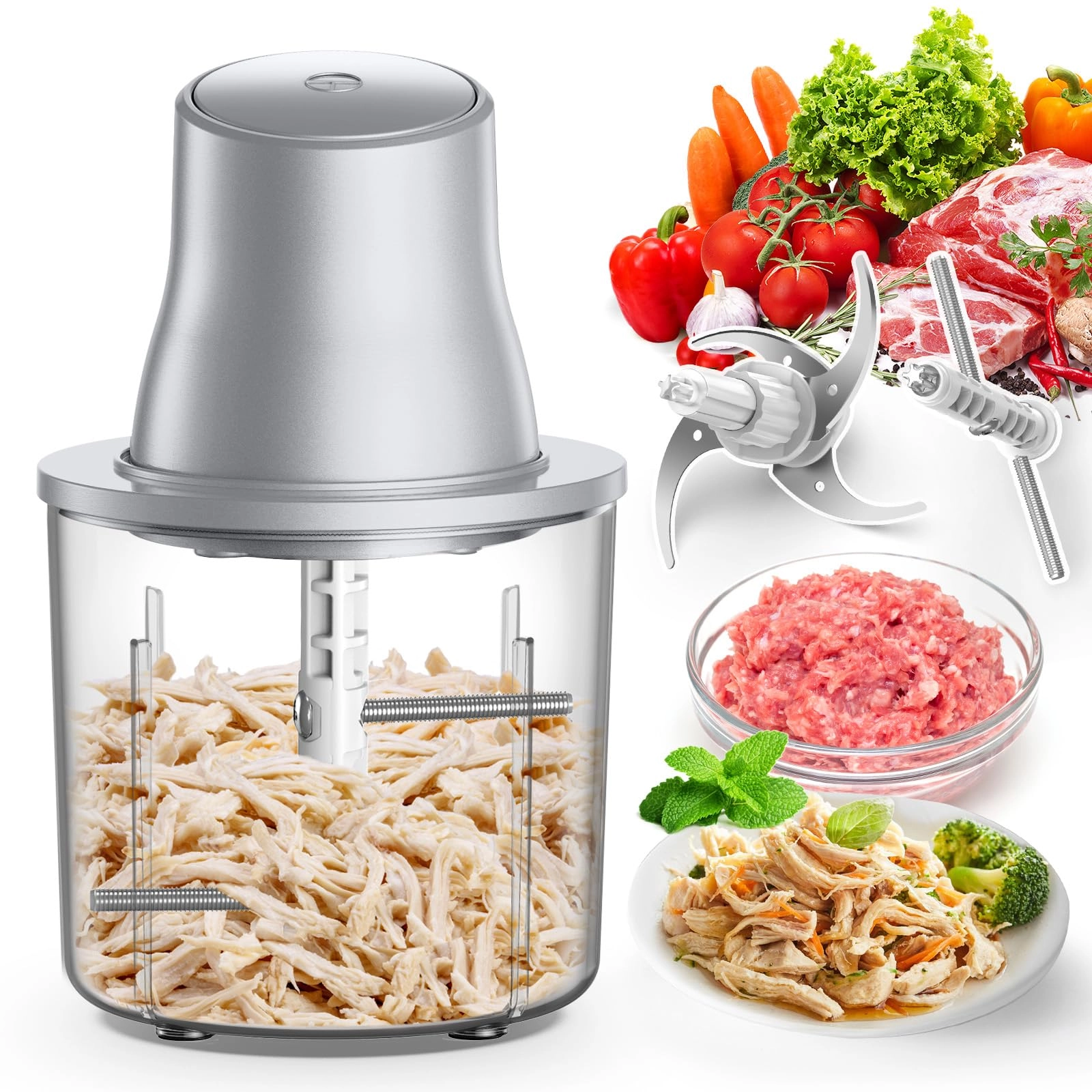 NAUQUOHZ Chicken Chopper - 1.5 Liters Power plug (AC adapter)