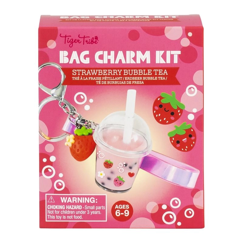 Tiger Tribe Bag Charm Kit - Strawberry Bubble Tea