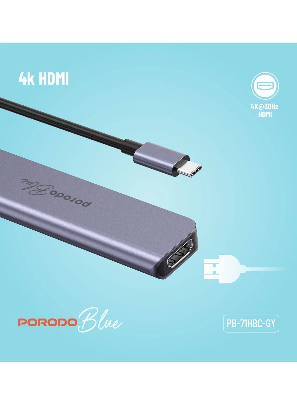 7-in-1 USB-C Hub - 4K@30Hz 100W PD