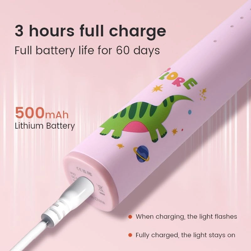 IPX8 Sonic Electric Toothbrush - Pink Wireless Charging 3 Modes