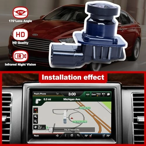 Rear View Backup Parking Camera - Compatible with 2013 2014 2015 2016 Ford Fusion