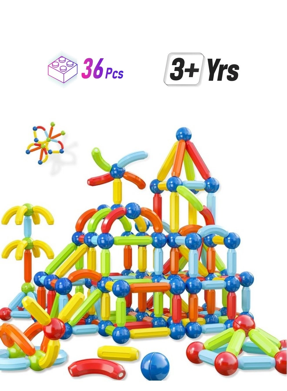 Super Toy Magnetic Stick Building Blocks - Construction 36 pcs