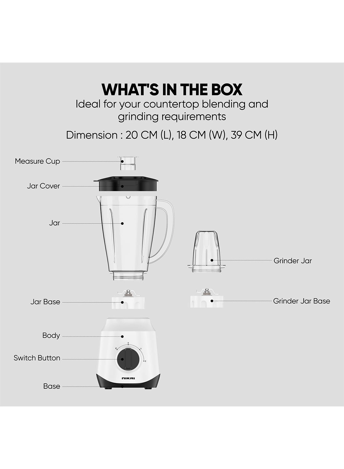 NB2511AX - 2-in-1 blender Unbreakable PC jar Pulse function
